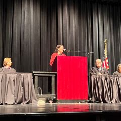 ISBA Treasurer Sarah Toney speaks at the 2nd District ceremony.
